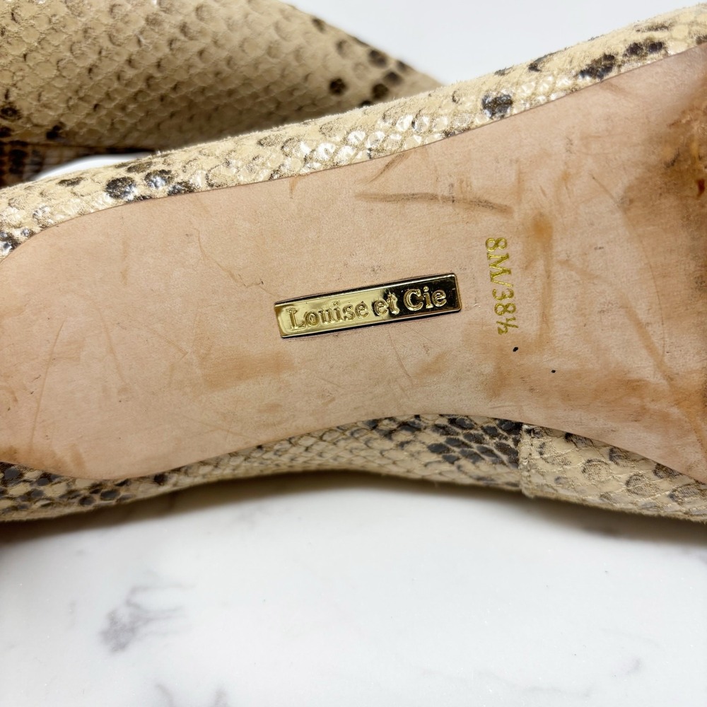 Louise et Cie Jordyna Snake Print Leather Pointed Toe Kitten Heels Shoes Size 8M - Picture 7 of 10
